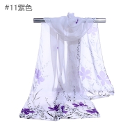 Garden Flowers White Floral Ladies Scarves Chiffon Scarf Womens Shawls N175
