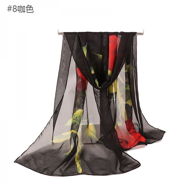 Big Rose Flowers Fashion Floral Ladies Scarves Chiffon Scarf Womens Shawls N249