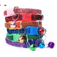 Sparkling Glitter Cat Collar Adjustable Kitten Puppy Dog Pet Bell Snap Buckle