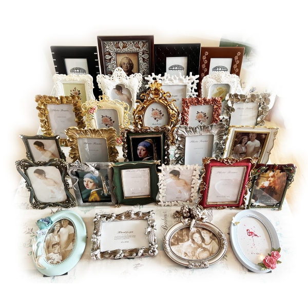 Retro Style Rustic Flowers Animals 6x4 Inch Freestanding Portrait Photo Frame