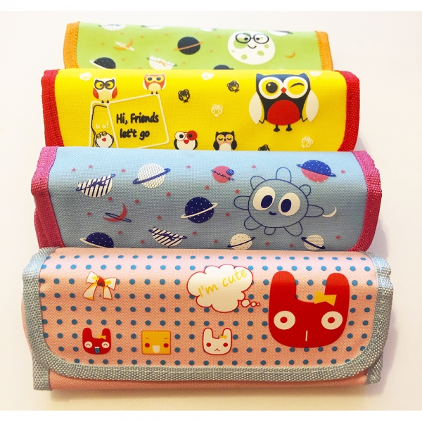 Kids Cartoon Drawing Pattern Cute Canvas Pencil Cases Make Up Bags Pen Pouches