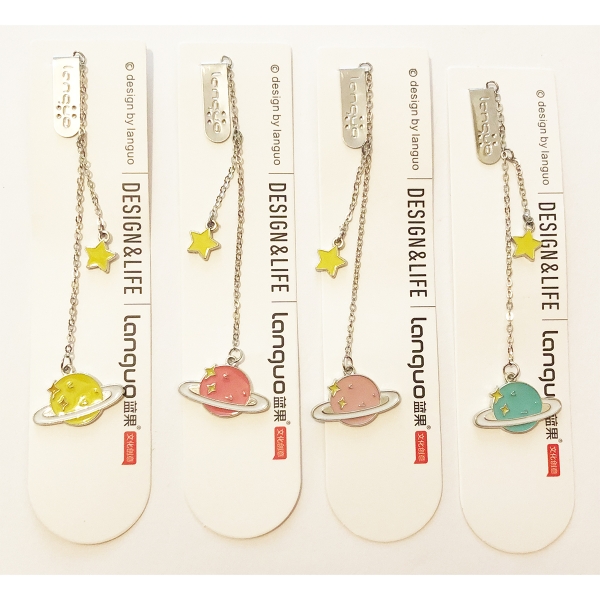 Galaxy Planet Star Pendant Metal Chain Bookmarks Book Markers Gift For Readers