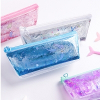 Fairytale Mermaid Quicksand Floating Stars Cute Pencil Case Girls Makeup Bag