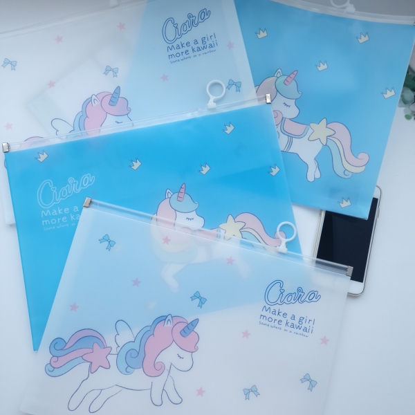 Rainbow Unicorn Fashion A4 Zipper Document Wallets File Folders