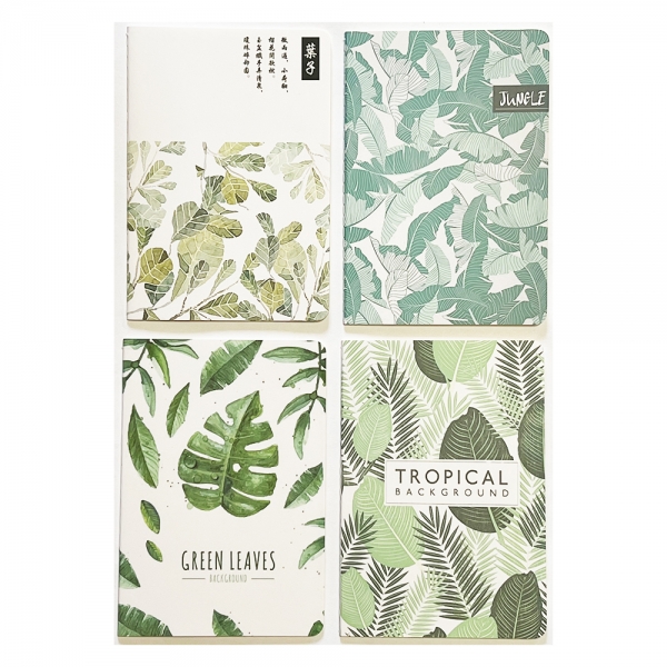 Natural Style Green Leaves Palm Trees Floral Cover A5 Notebooks Lined Notepads
