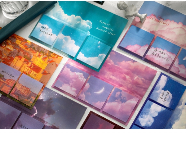 3pk Flowers Rose Moon Sky Landscape Cute Sticky Notes Pad Novelty Bookmarks