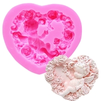 Rose Flower Cupid Angel Silicone Mould Chocolate Fondant Jelly Sugar Paste Mold