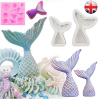 Fairy Mermaid Tail Scale Silicone Fondant Mould Cake Decor Sugarcraft Icing Mold