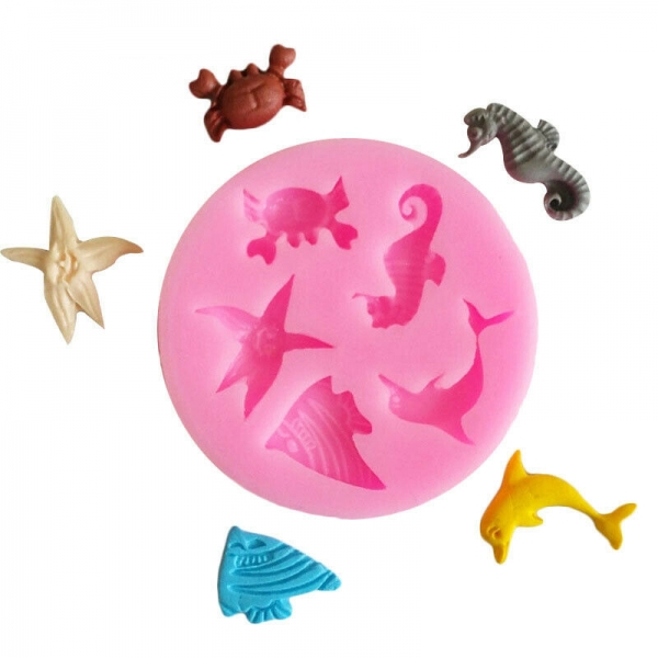 Sea Fish Dolphin Starfish Seahorse Silicone Mould Chocolate Sugar Paste Mold