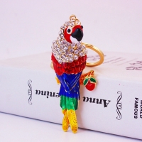 Parrot Crystal Diamante Rhinestone Bag Charms Handbag Keyrings Pendant Key Chain