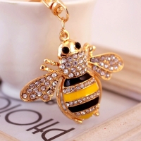 Bee Crystal Diamante Rhinestone Bag Charms Handbag Keyrings Pendant Key Chain