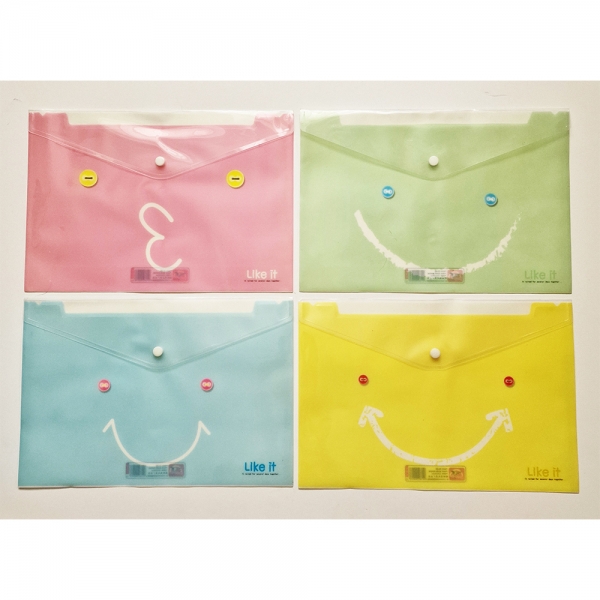 4pk Funky Emoji Face Fashion A4 Plastic Document Wallets File Folders