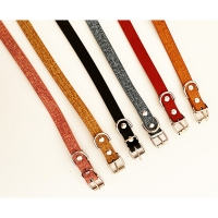 Fabric Texture Pattern Adjustable Puppy Dog Kitten Cat Collar With Studded Paw