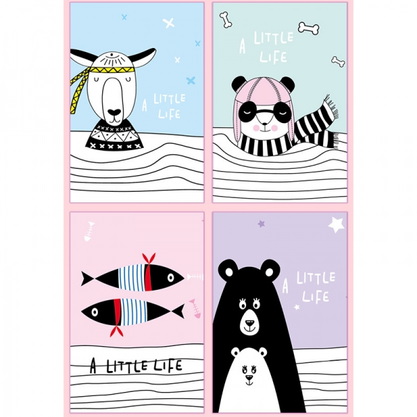 4pk Animals Bear Fish Giant Panda Cute Mini Notebooks Small Pocket Memo Pads