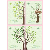 4pk Garden Birds Green Tree Cute Mini Notebooks Small Notepads Pocket Memo Pads