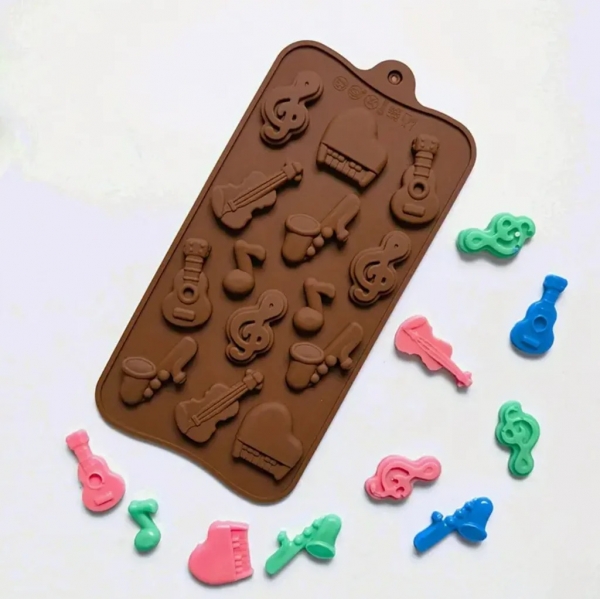 14 Music Notes Instruments Silicone Mould Chocolate Fondant Jelly Ice Cube Mold
