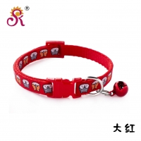 Shiba Inu Printing Adjustable Kitten Cat Collar With Bell And Snap Buckle