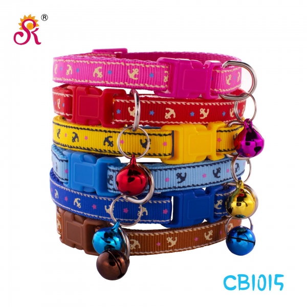 Anchor Printing Adjustable Kitten Cat Collar With Bell And Snap Buckle