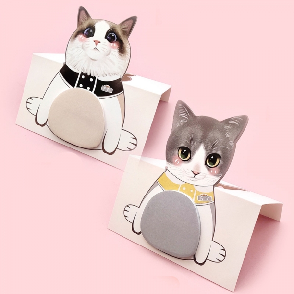 2pc Standing Cat Cute Sticky Notes Pad Novelty Bookmarks Memo Pads Page Markers