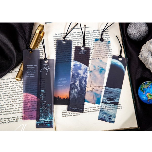 5pc Night Sky Galaxy Moon Earth Sun Pictures Bookmarks For Books Readers Gift