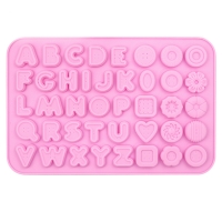 A-Z Alphabet Letters Buttons Pink Silicone Mould Chocolate Fondant Ice Cube Mold