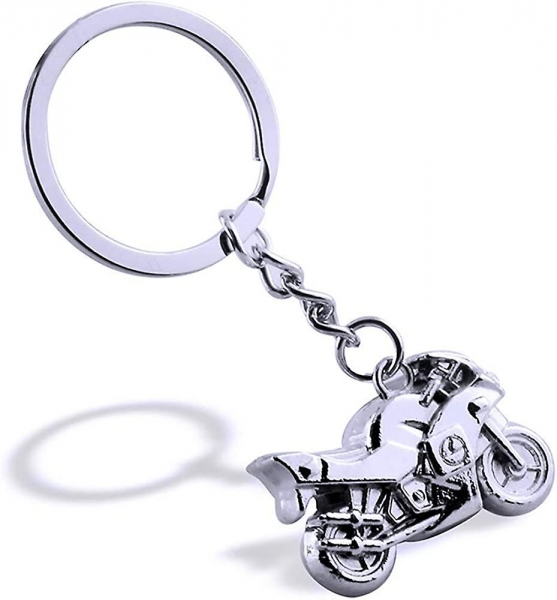 Silver Motorcycle Motorbike Keyring Novelty Metal Key Ring Fathers Day Xmas Gift
