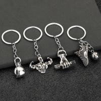 Fitness Gym Muscular Man Silver Keyrings Novelty Metal Key Rings Men Boy Boxing