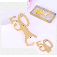 Gold Number 50 Metal Bottle Opener Birthday Anniversary Party Favor Gift Box