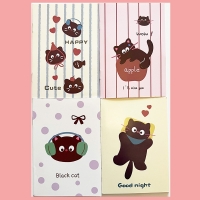 4pk Black Cats Cute Animal Pets Mini Notebooks Small Notepads Pocket Memo Pads