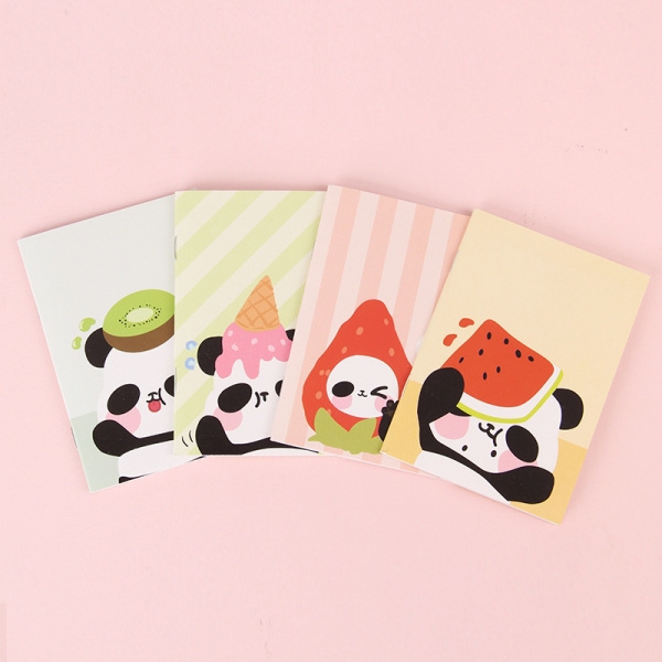 4pk Giant Panda Summer Fruit Cute Mini Notebooks Small Notepads Pocket Memo Pads