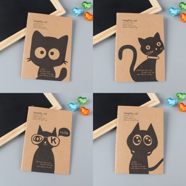4pk Cute Black Cats Mini Notebooks Small Notepads Notes Pad Pocket Memo Pads