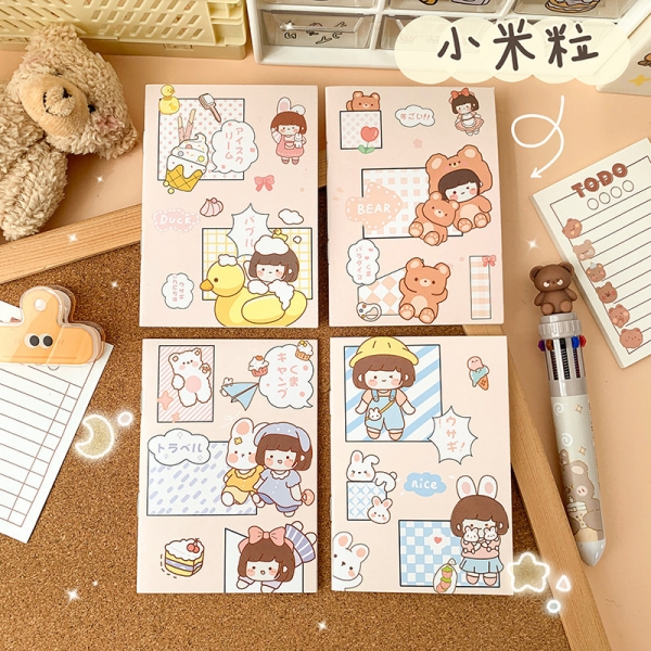 4pk Girl Animals Bear Rabbit Cute Mini Notebooks Small Notepads Pocket Memo Pads
