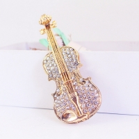 Large Sparkling Violin Silver Crystal Diamante Bag Charms Handbag Women Keyrings