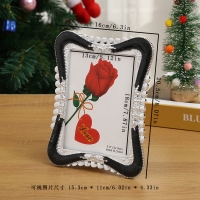 Style 62 Emerald Black Silver Rose Flowers 7x5 Photo Frame