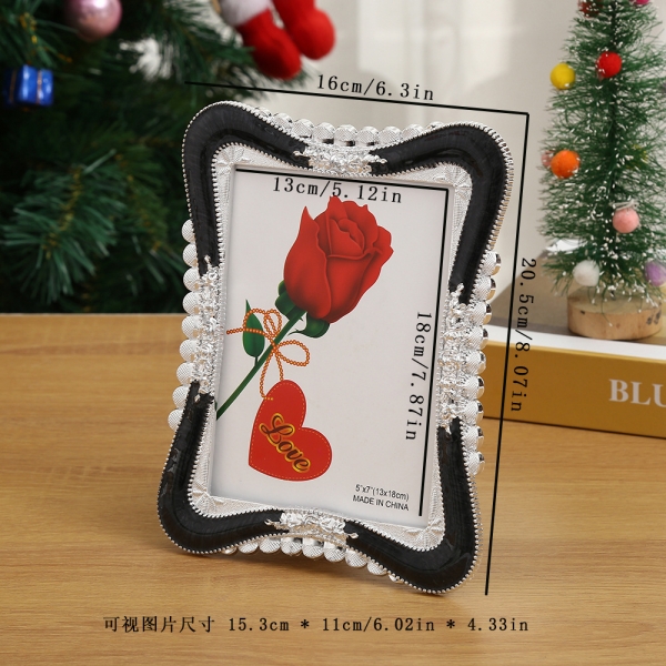 Style 62 Emerald Black Silver Rose Flowers 7x5 Photo Frame